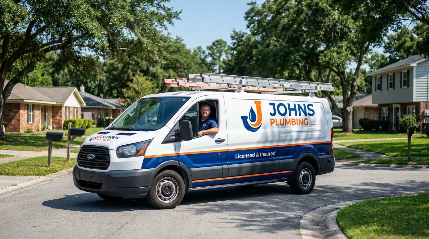 Johns Plumbing LLC service van in Stockbridge, MI
