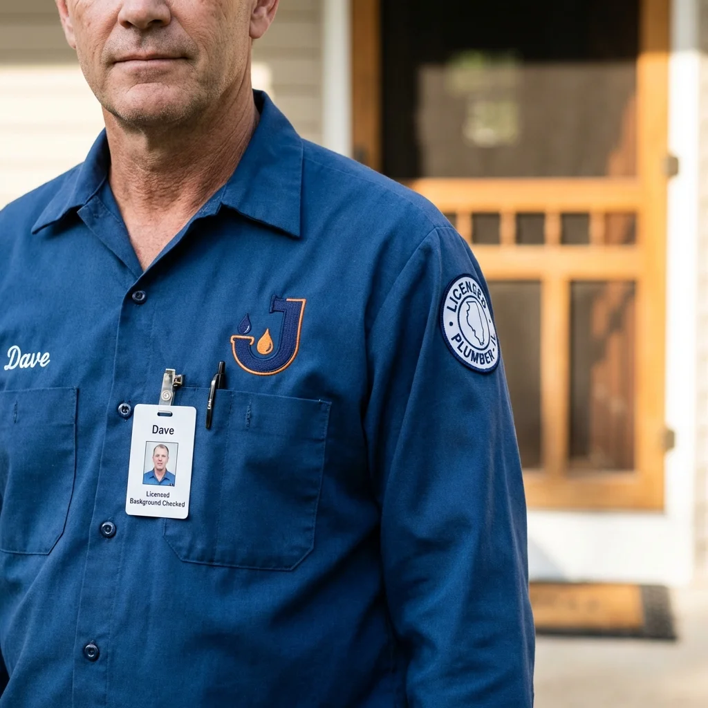 Licensed plumber showing ID badge in Stockbridge, MI