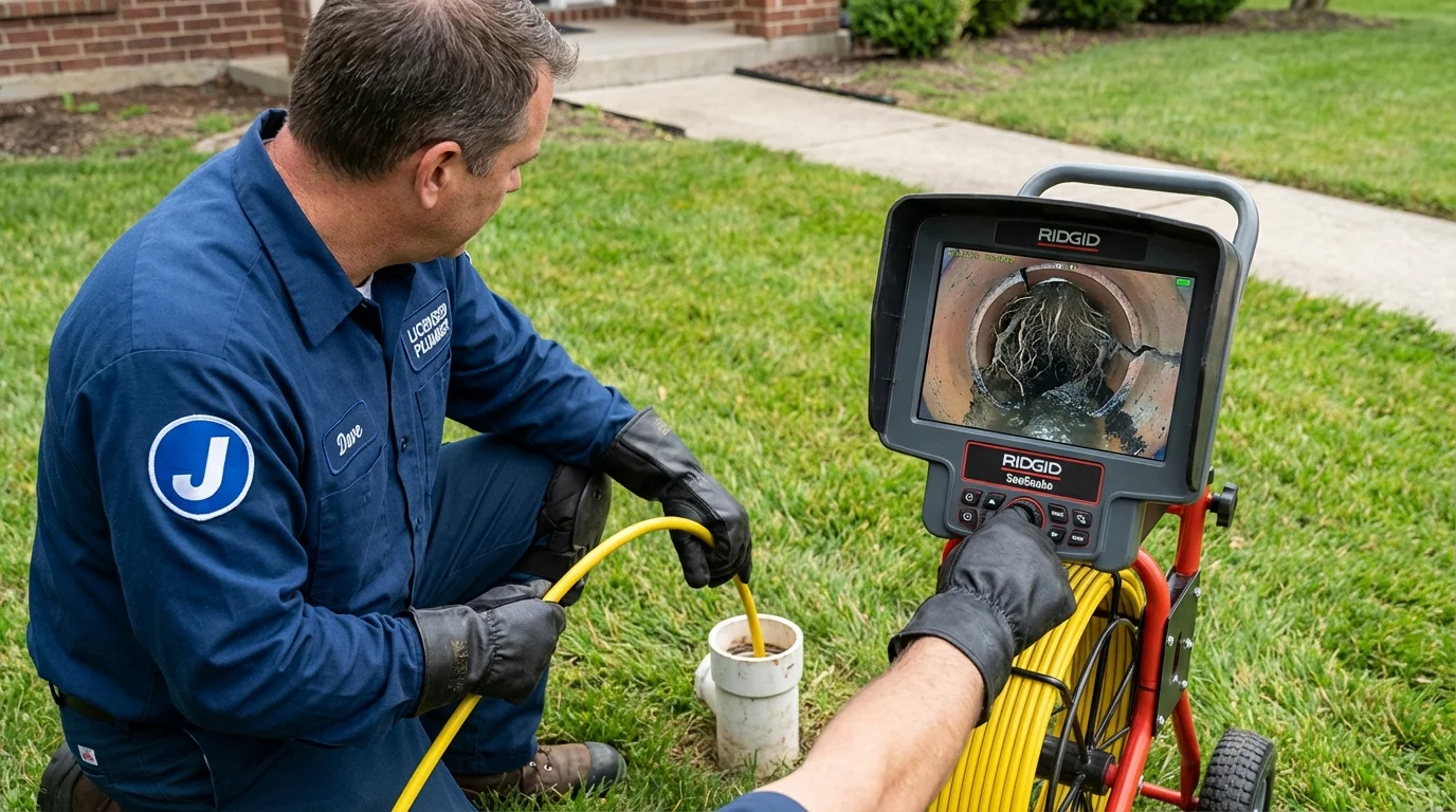 Sewer camera inspection being performed by Johns Plumbing LLC in Stockbridge