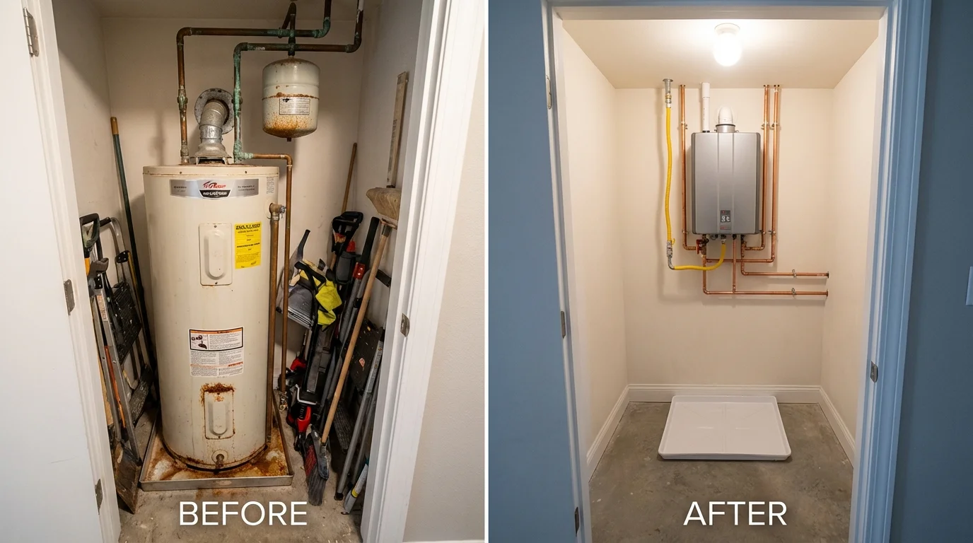 Tank water heater versus wall-mounted tankless unit comparison for Stockbridge, MI homeowners